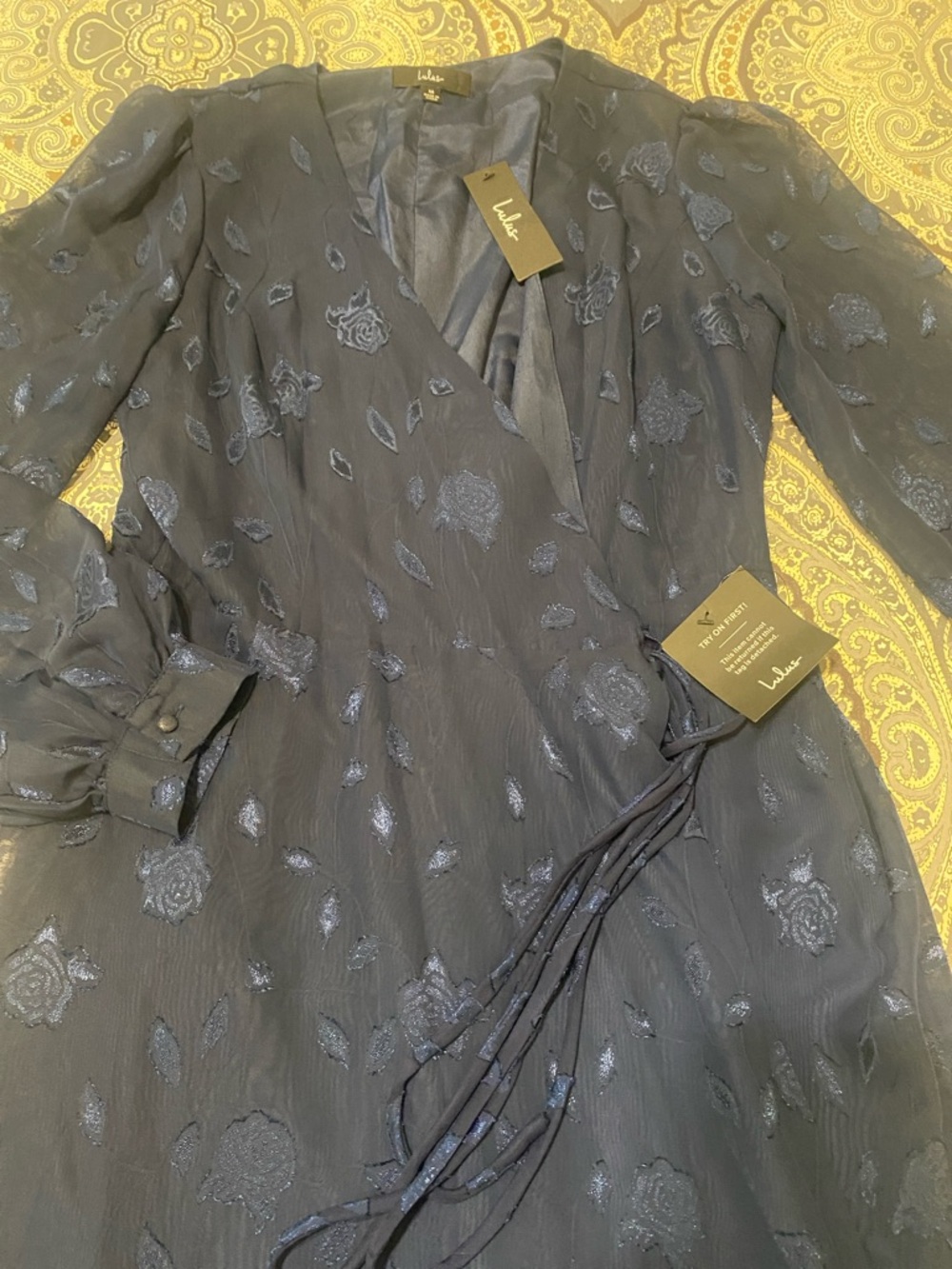 Lulu's Navy Floral Wrap Maxi Dress - Picture 6 of 7